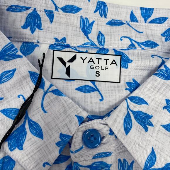 Yatta Men's Small Blue‎ Floral Pattern Short Sleeve Golf Polo NWT MSRP$50 - Picture 2 of 6